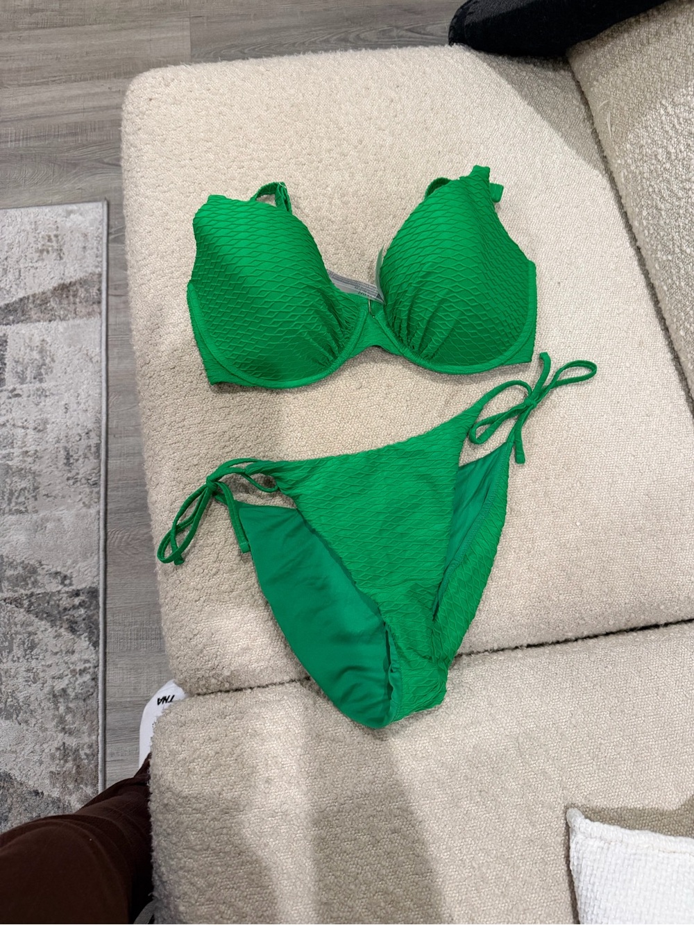 Victoria's Secret Green Textured Tie-Side Bikini
